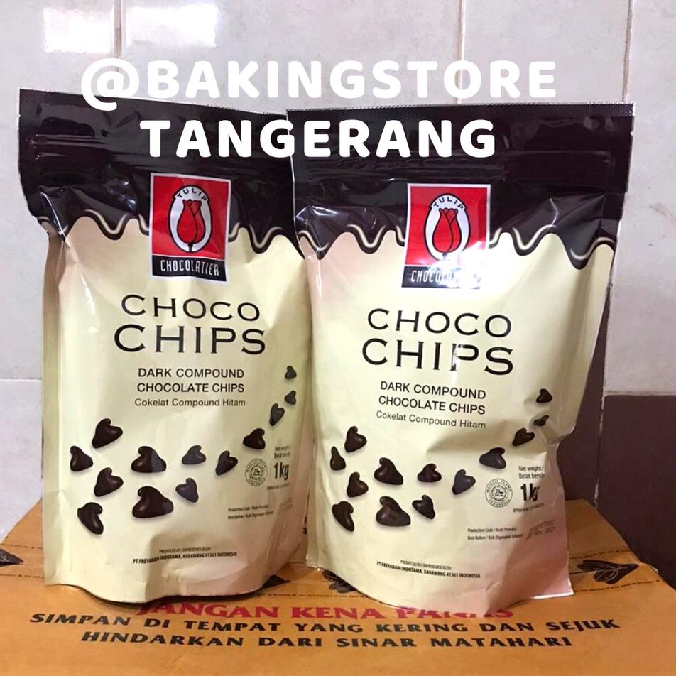 

❋ Choco chip Dark Chocolate tulip 1Kg - chocochips dark coklat ♦