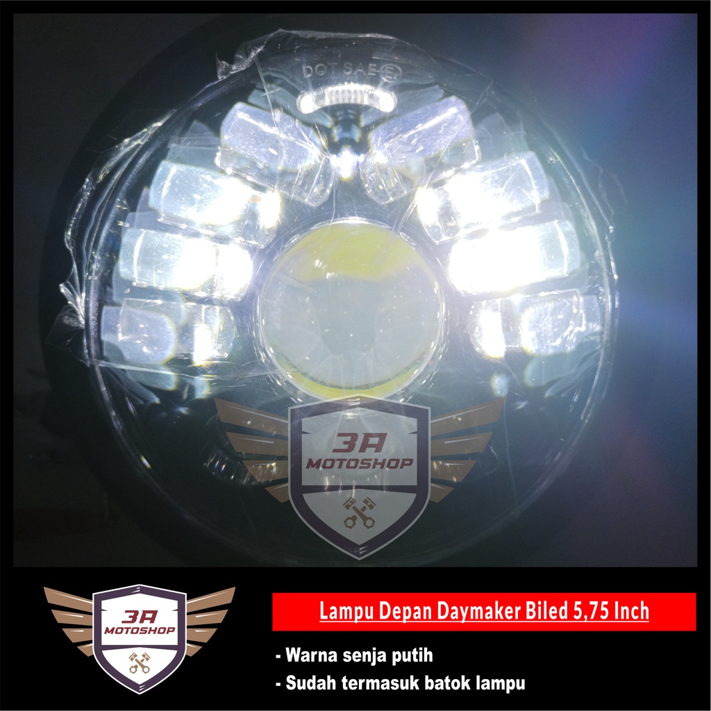 Lampu Depan Daymaker Biled 5,75 Inch + Batok Lampu Hitam Doff