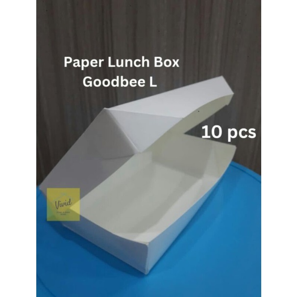 Paper Box L - Paper Lunch Box Putih Goodbee - Glossy - Take Away - Kotak Makan Kertas L (10pcs)
