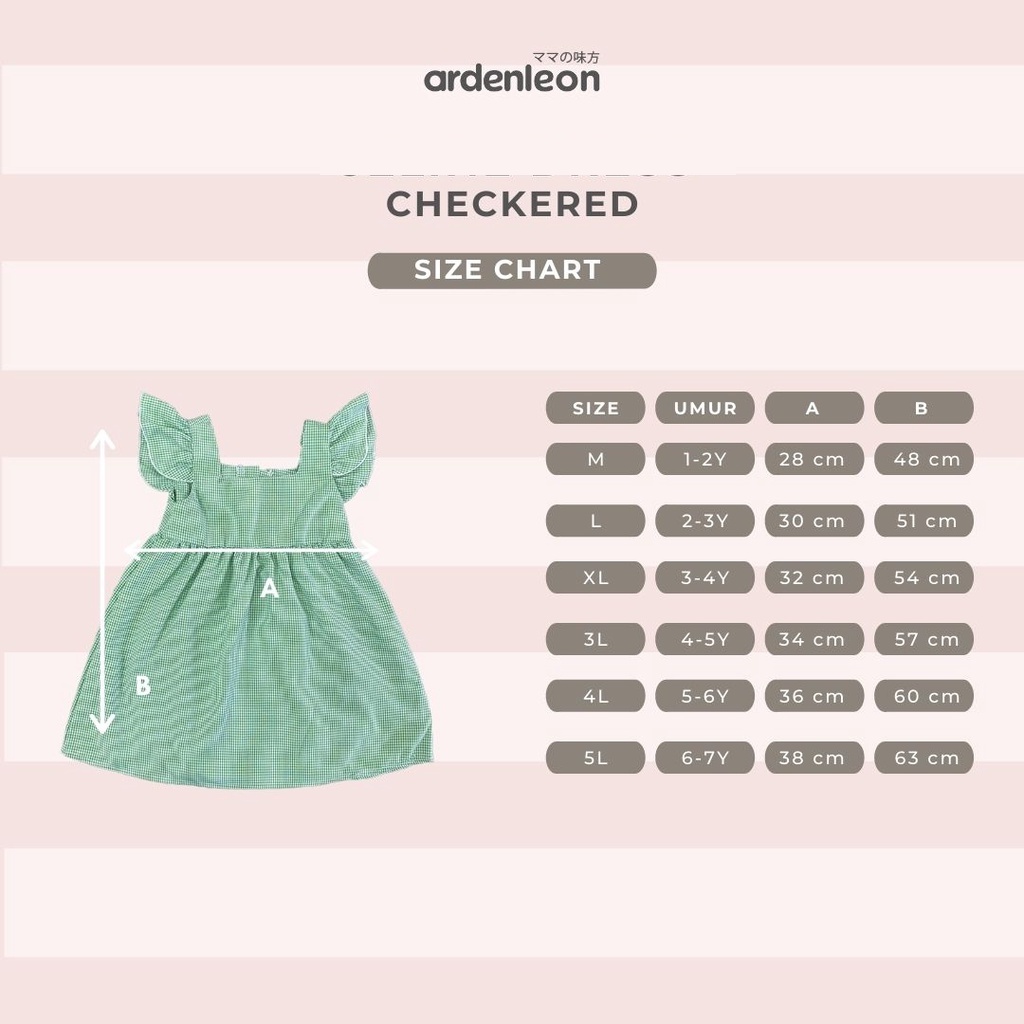 Baju Bayi Dress Anak Perempuan ARDENLEON Girls Checkered Rok Dress Anak 1-4 Tahun