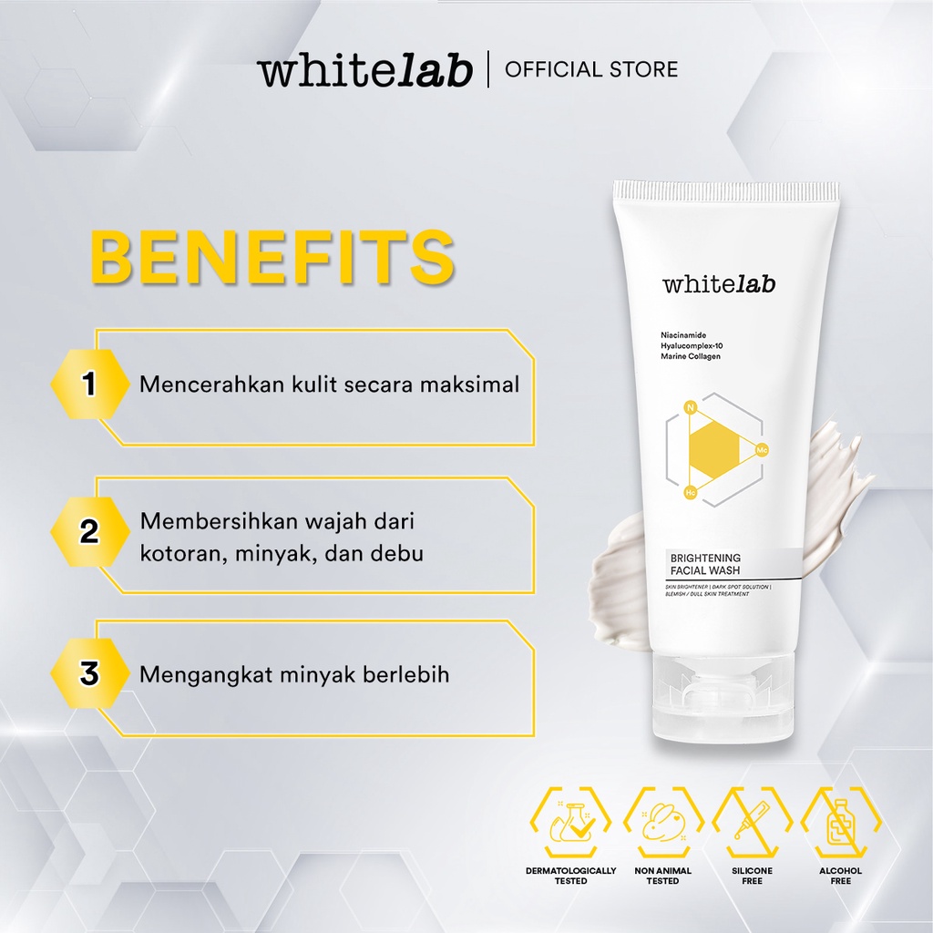 Whitelab 4pcs Brightening Paket Wajah - Facial Wash, Toner, Serum, with Cera-mug Moisturizing Gel Paket Skincare