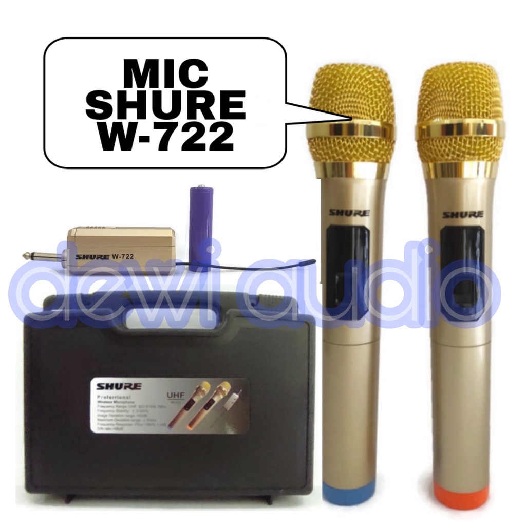 MIC ISI 2 TANPA KABEL SHURE W 722 / MICROPHONE DOUBLE WIRELESS SHURE W-722 / MIC SHURE W722