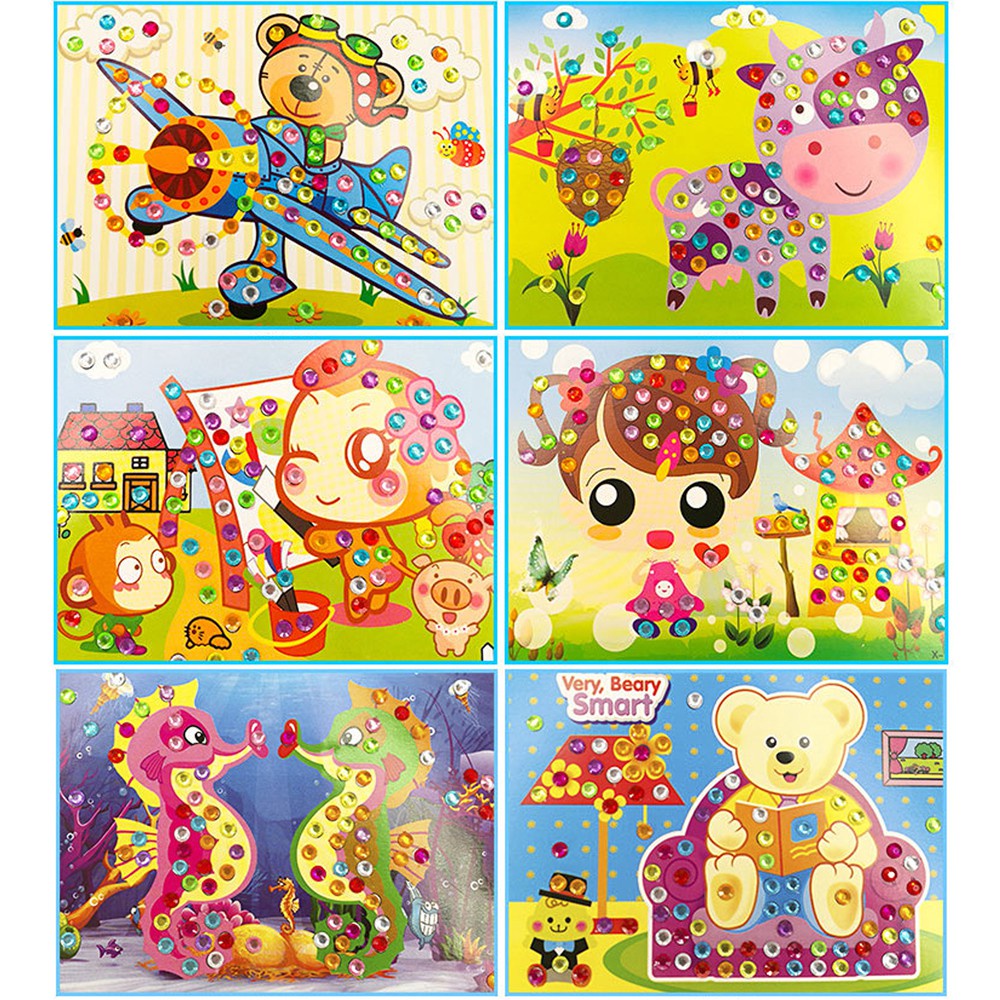 Sticker Manik Tempel Kolase Mosaik Manik 3D Mainan Stiker Lucu
