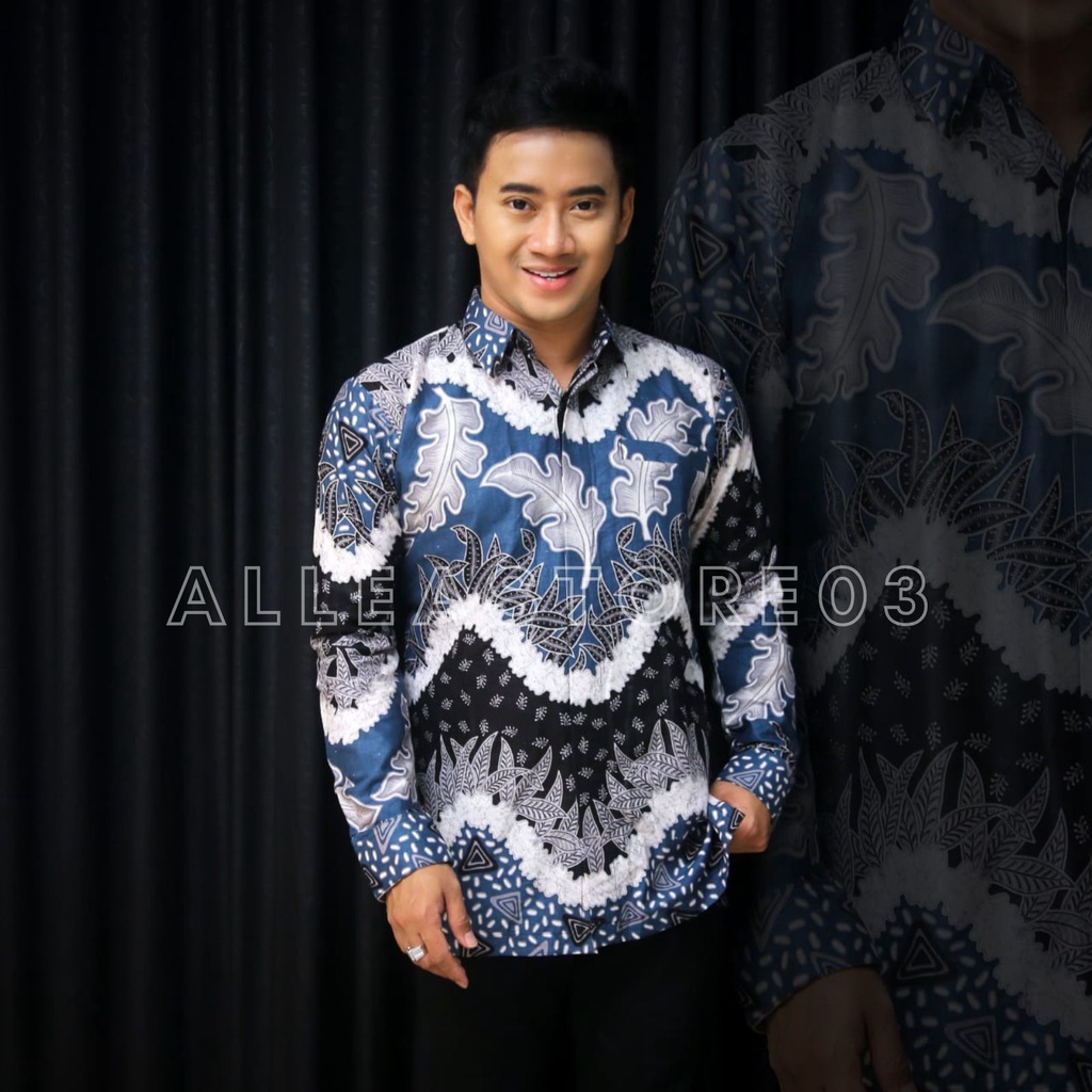 Alleastore03 Kemeja Batik Pria Lengan Panjang Formal/Casual Motif Pelangi Modern Premium Kemeja Terbaru