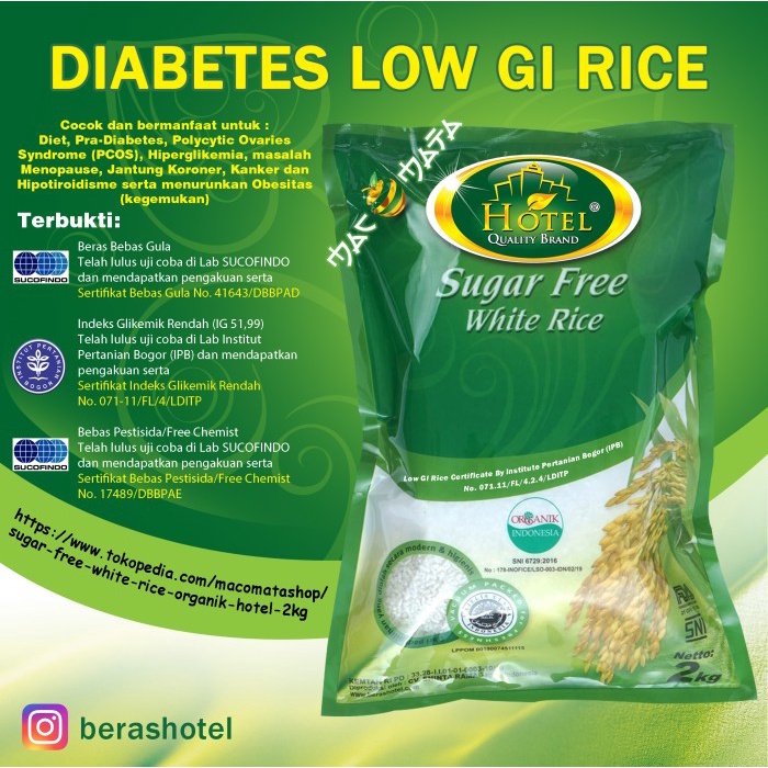 

Sugar Free White Rice HOTEL - Beras DIABETES Index Glikemic Rendah