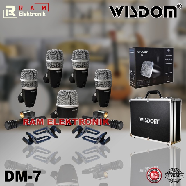 Mic Microphone Drum WISDOM DM7 / DM-7 Set Original Free Koper