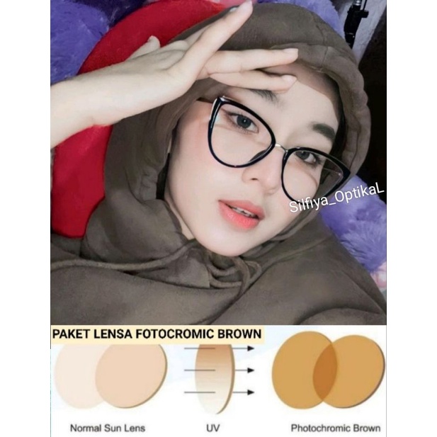 KACAMATA CATE EYE PAKET LENSA PHOTOBROWN