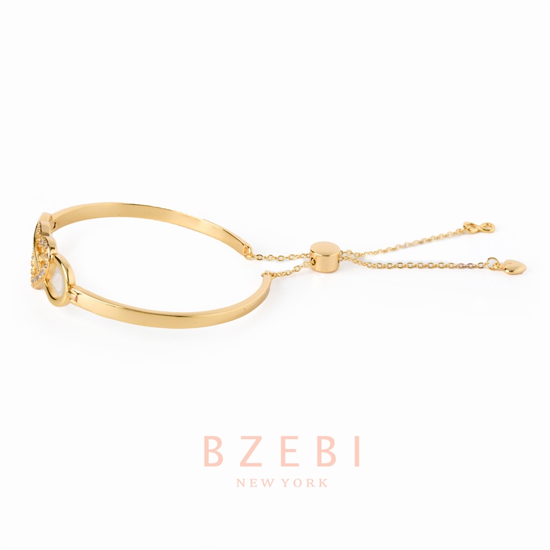 Bzebi Gelang Charm Titanium Steel Emas 18k Dengan Berlian, Anti Karat, Aksesoris Fashion Wanita, Perhiasan Gaya Korea, Hadiah Ulang Tahun Dengan Kotak Eksklusif 1149b