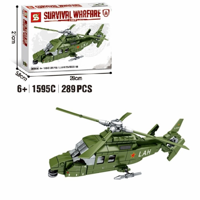 BRICK HELICOPTER PESAWAT TEMPUR SURVIVAL WARFARE SY 1595