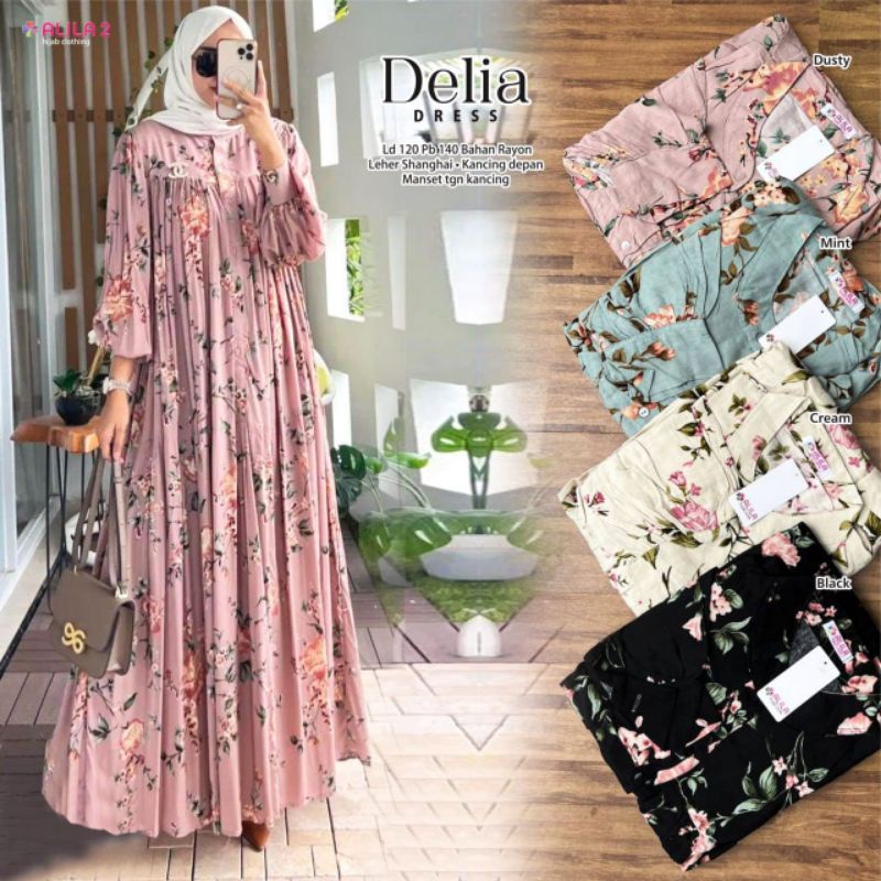 DELIA JUMBO DRESS FLORAL BUSUI LD 120 & 110 ORIGINAL ALILA
