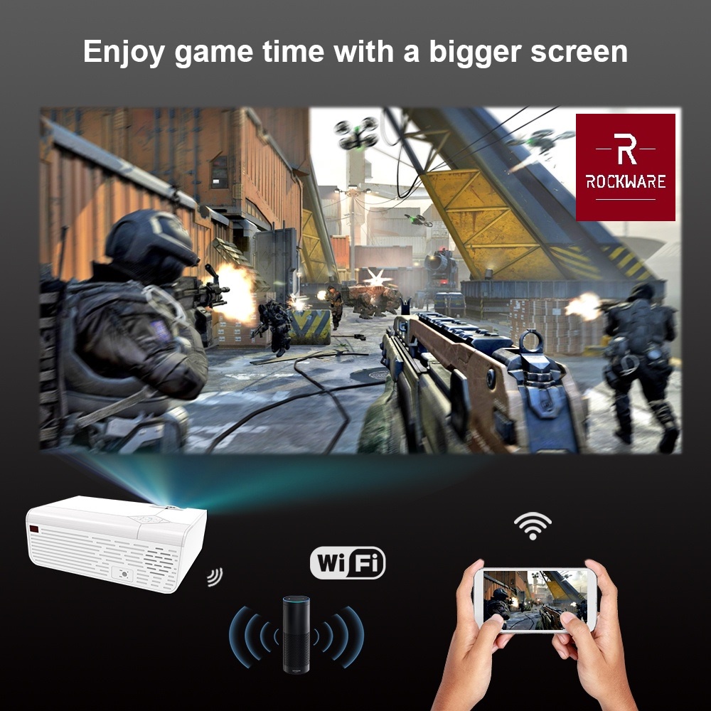 ROCKWARE A13S WIFI VERSION - HD Projector 3000 Lumens - Support 1080P