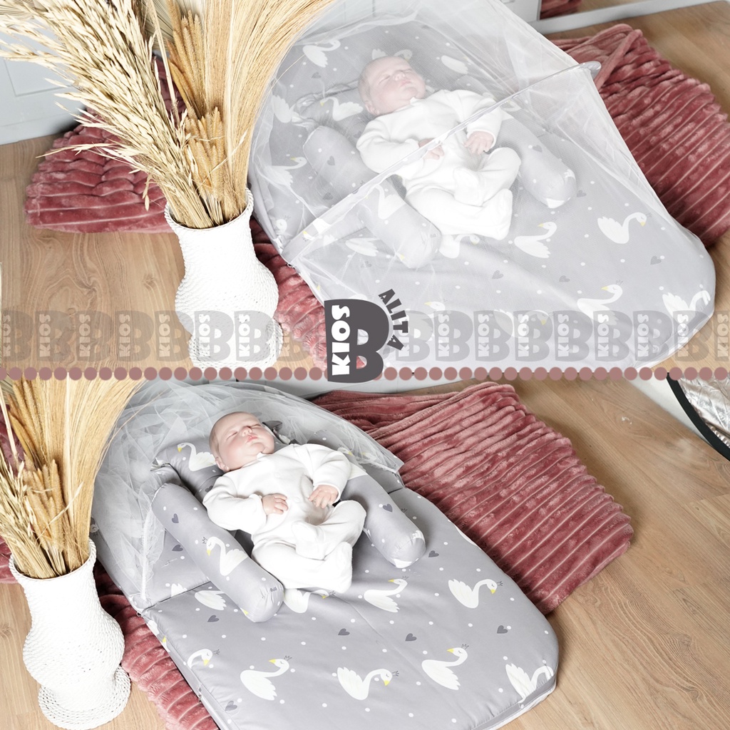 KASUR BAYI KELAMBU SET FREE BANTAL PEYANG BAYI + 2 GULING BAYI