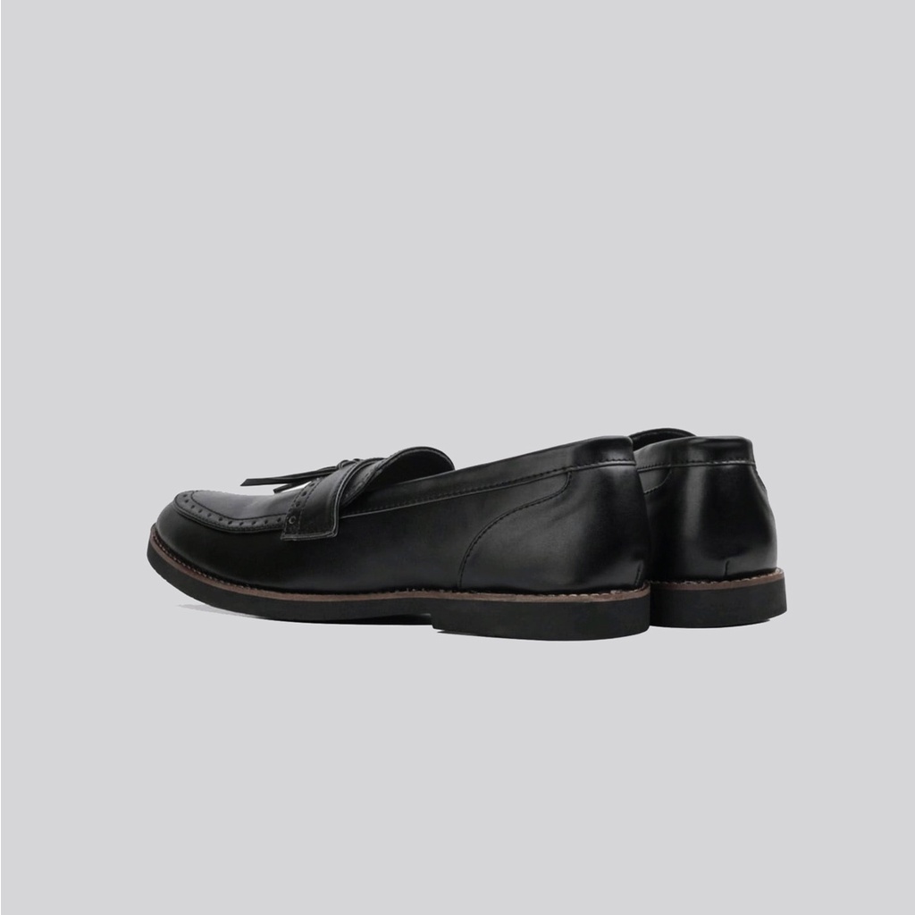 OXFORD BLACK LOAFER KULIT | Sepatu Pantofel Pria Big Size 43-48 Ukuran Jumbo-Kaki Besar Loafers Slip On Kasual Formal