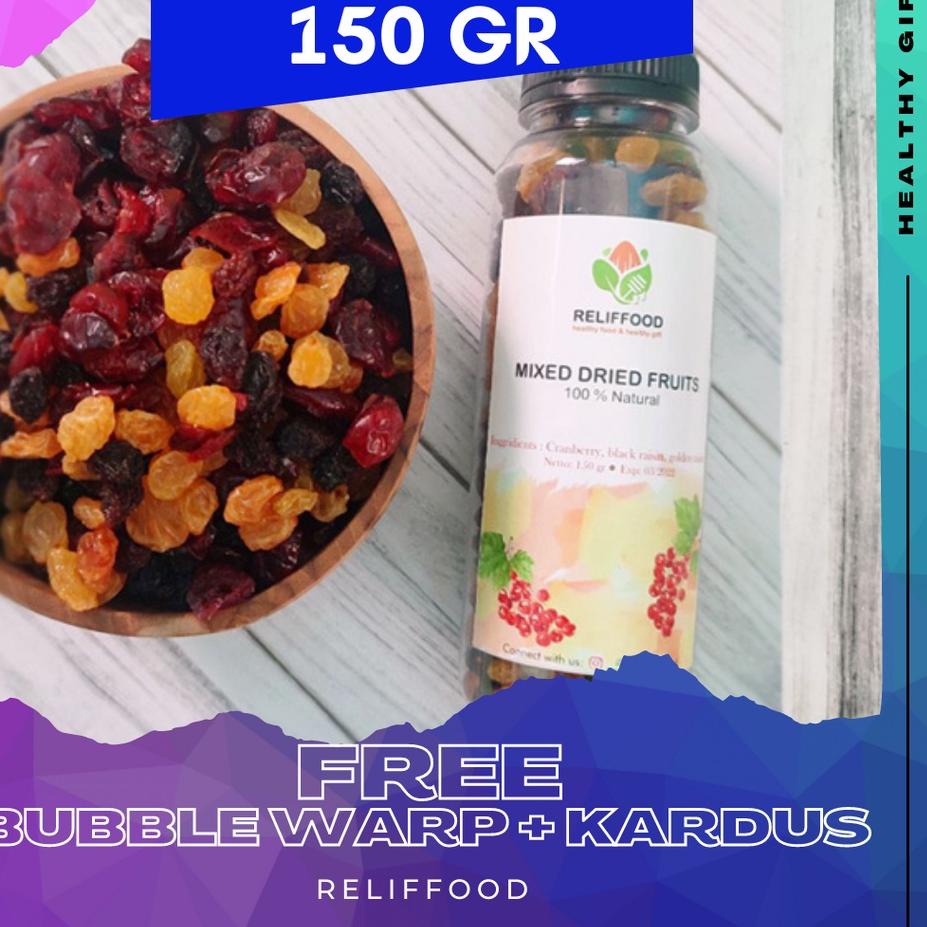 

♫ MIX RAISIN 150 GRAM (Cranberry, Black Raisin, Golden Raisin) BUAH KERING CAMPUR ➮