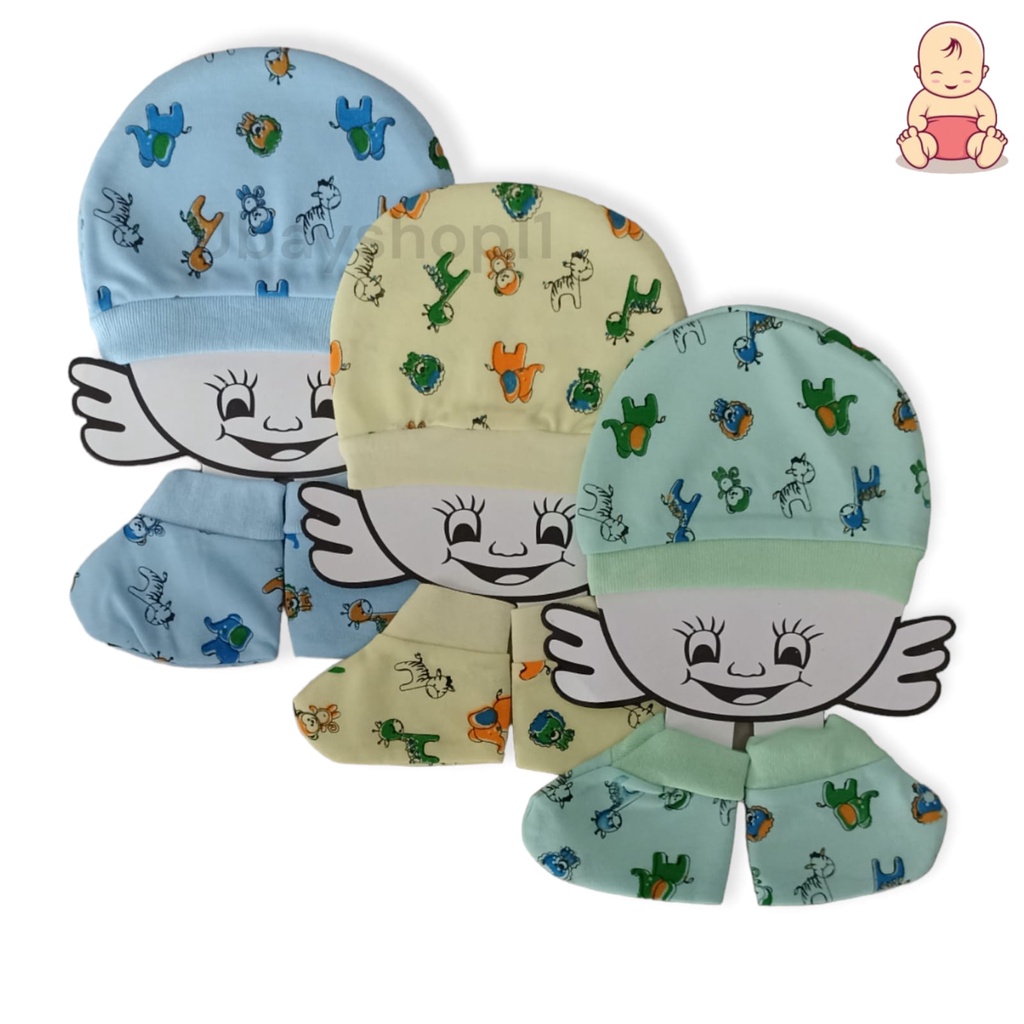 1 Set Topi Bayi Kaos Kaki Bayi Newborn Murah