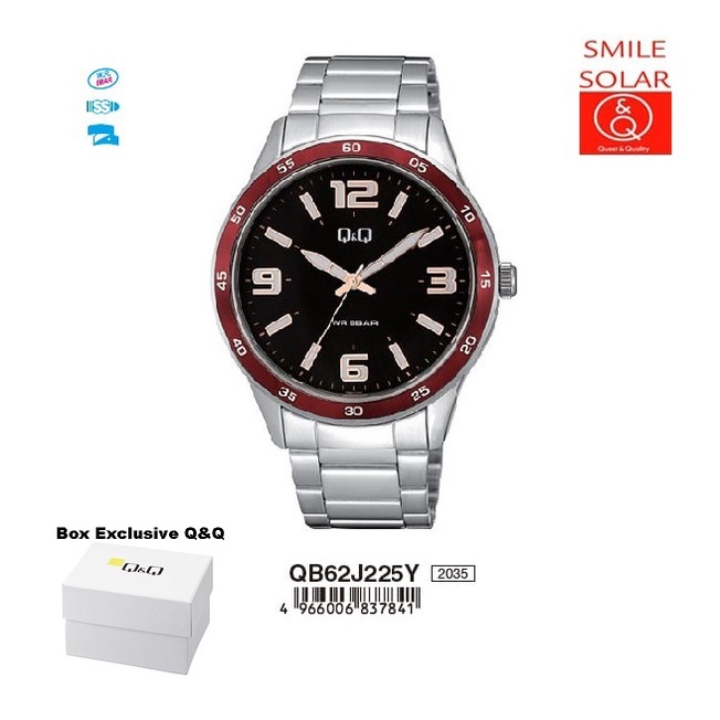 Jam Tangan Pria Casual Business Rantai Stainless Steel Analog Original Q&amp;Q QnQ QQ QB62 QB62J Series