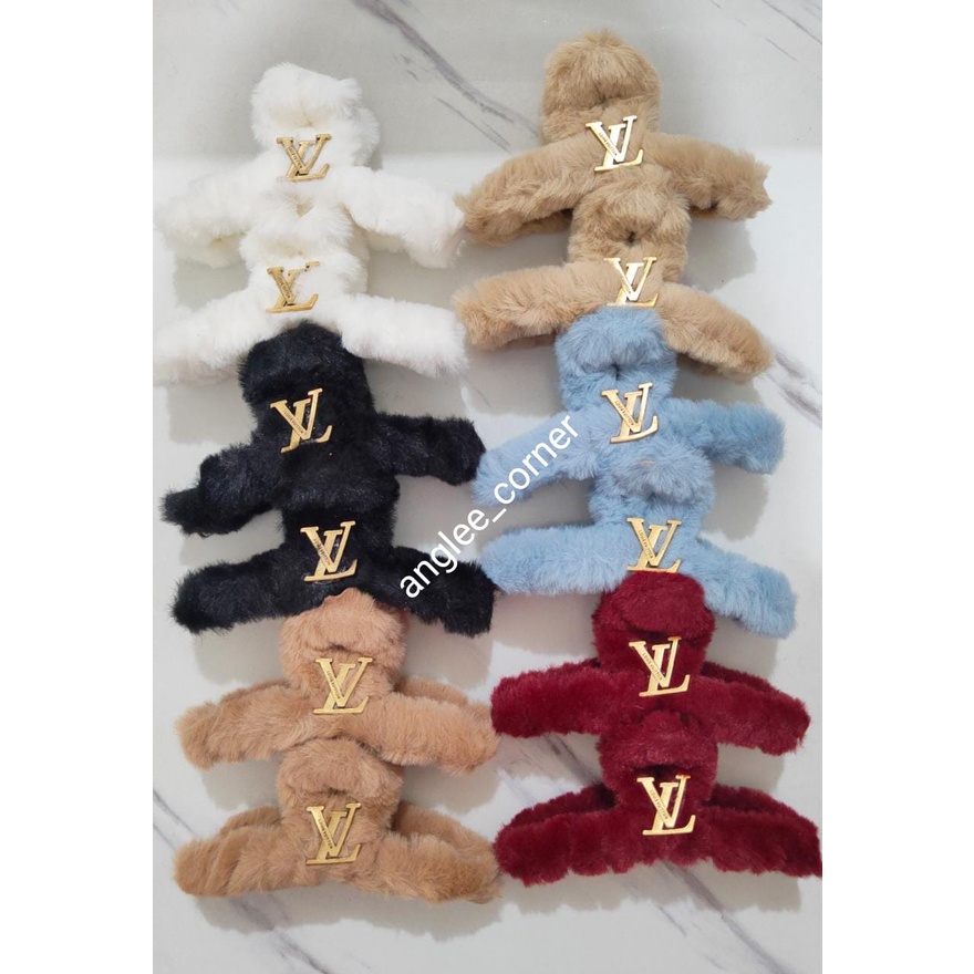 ANGLEE_CORNER - JEPIT RAMBUT KOREA JUMBO 11CM JEDAI BULU LV AKSESORIES RAMBUT WANITA FLUFFY
