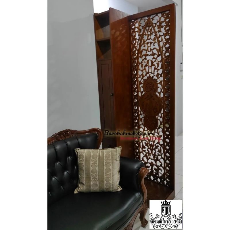 partisi penyekat ruang jati kaligrafi W80cmH210cm