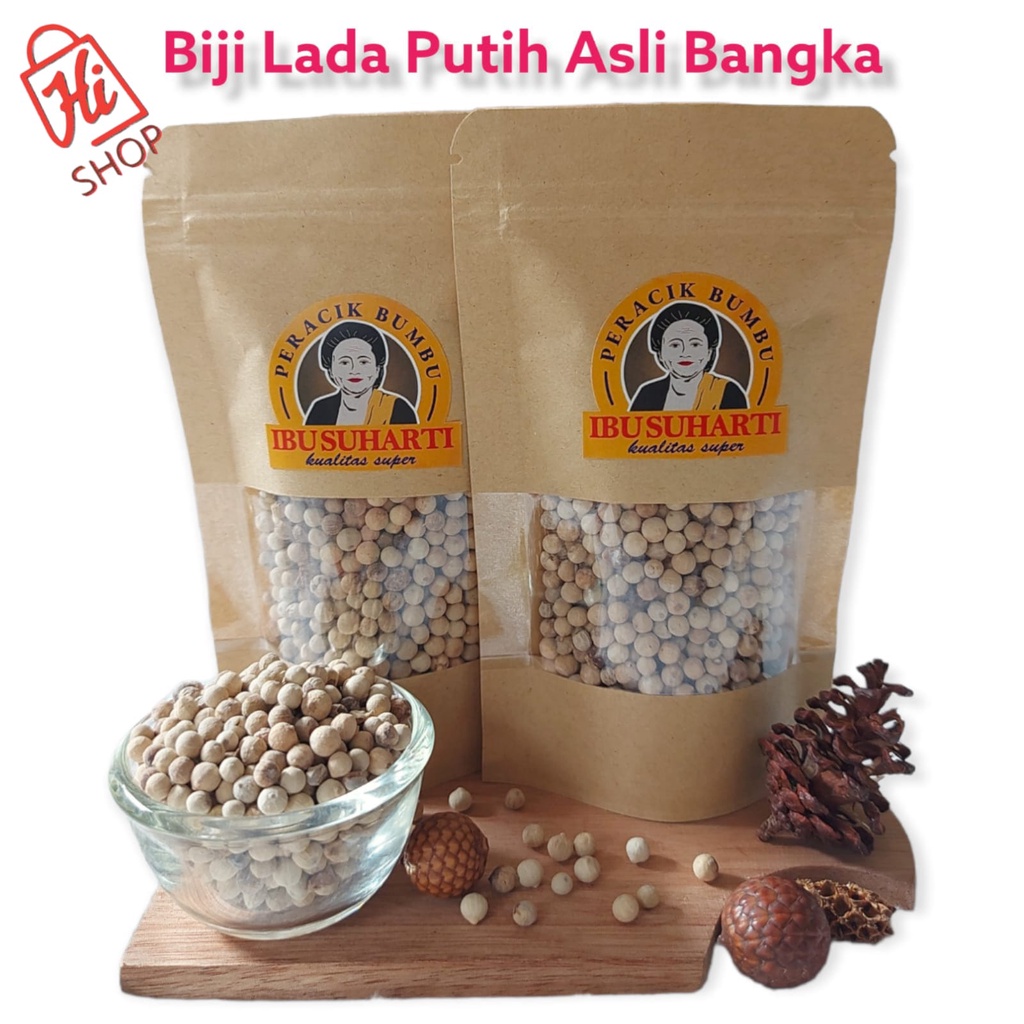 

Ibu Suharti - Rempah Biji Lada Putih Asli Bangka Bumbu Dapur Merica Bulat White Pepper Kualitas Premium