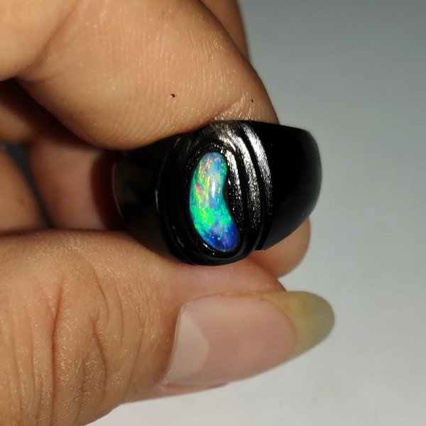 Batu Cincin  BATU AKIK PERMATA NATURAL KALIMAYA BANTEN KRISTAL WHITE OPAL RING TANDUK PGS336