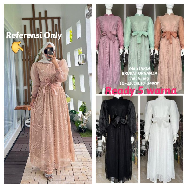 gamis dress brukat organza full furing 346