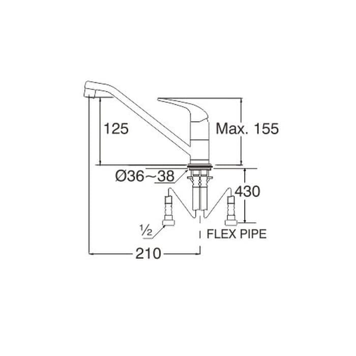 San-Ei Kran Dapur - Single Lever sink Tap A 870