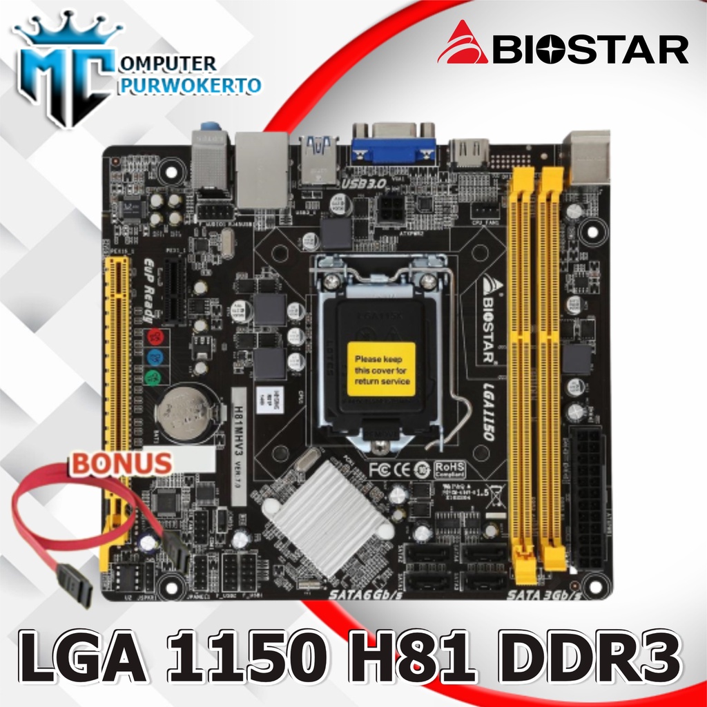 Mobo Motherboard Intel LGA 1150 H81 Ecs Ddr3