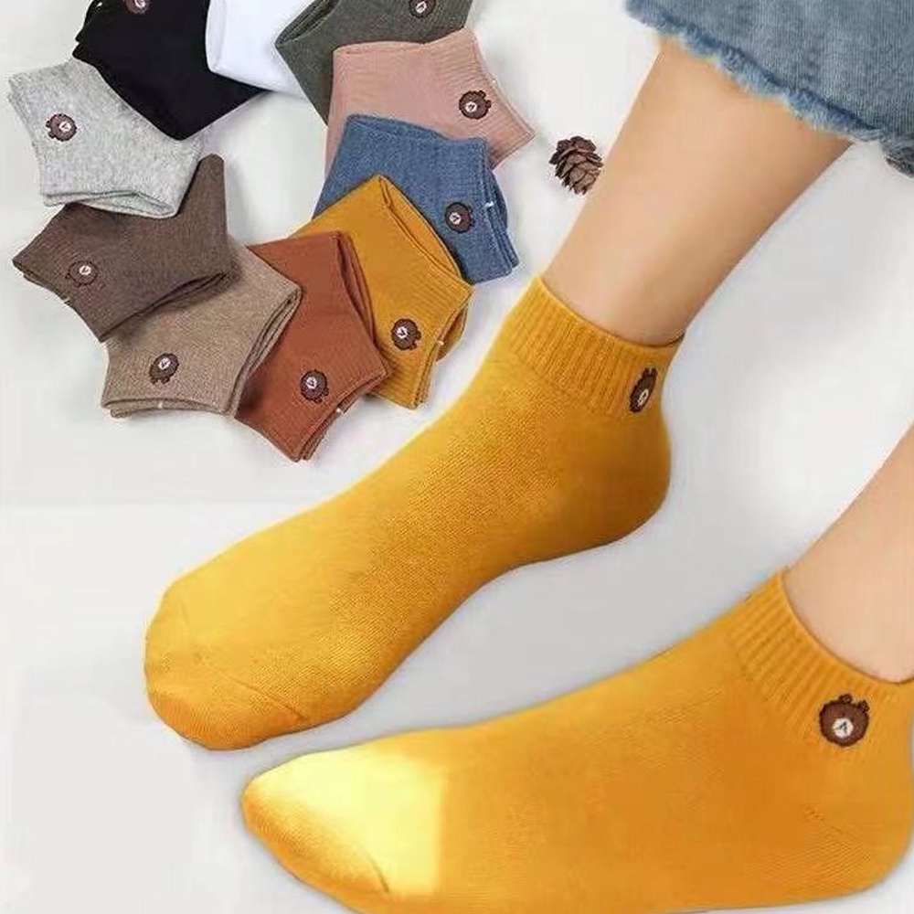 [ 6 &amp;12 PASANG ] KAOS KAKI PENDEK BERUANG WANITA DEWASA