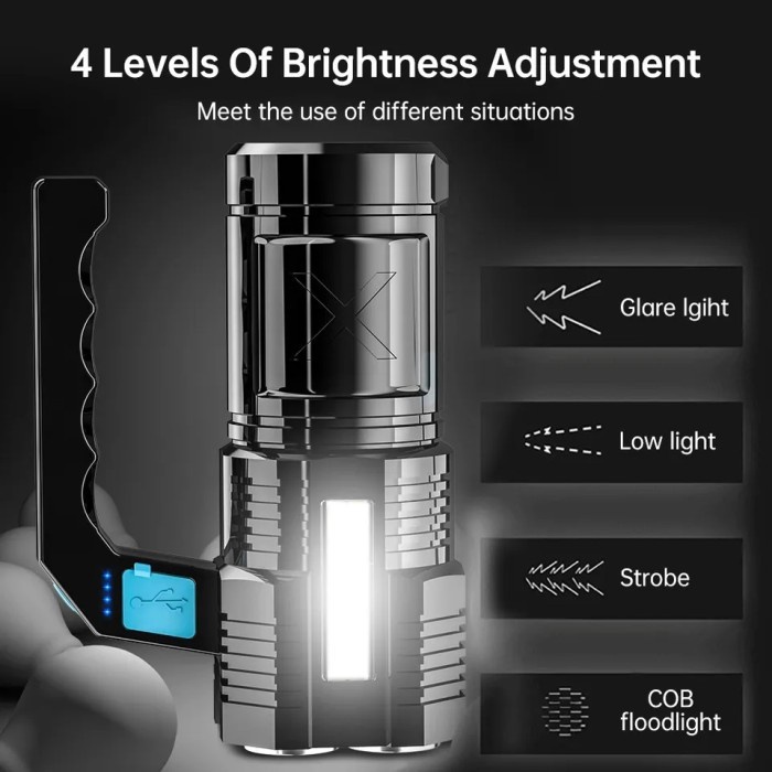 MH - SENTER LED SUPER TERANG CHARGE LAMPU CAMPING GAGANG COB 909