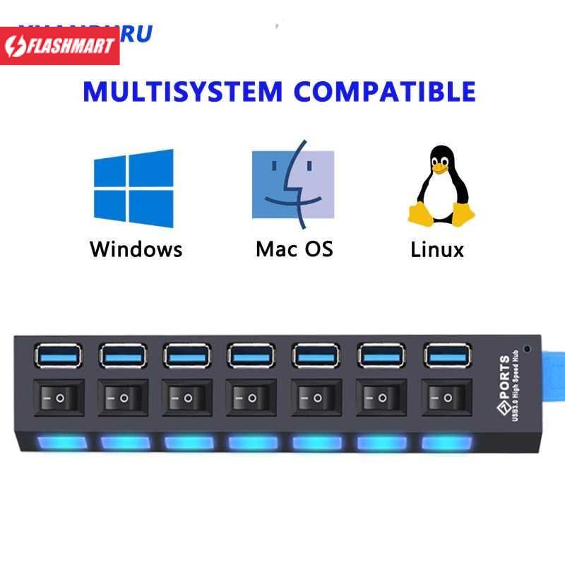 Flashmart USB Hub 7 Port USB 3.0 High Speed Extender - Y445