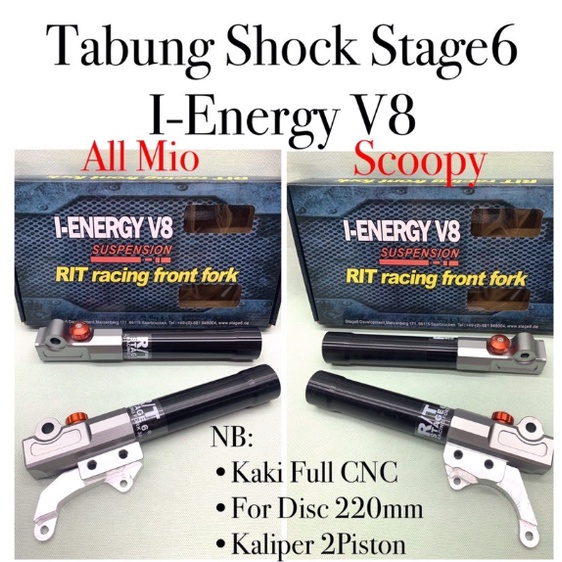 tabung shock depan Stage6 Disc 220mm I-Energy V8 Front breket 2piston variation stage6 shock tube universal