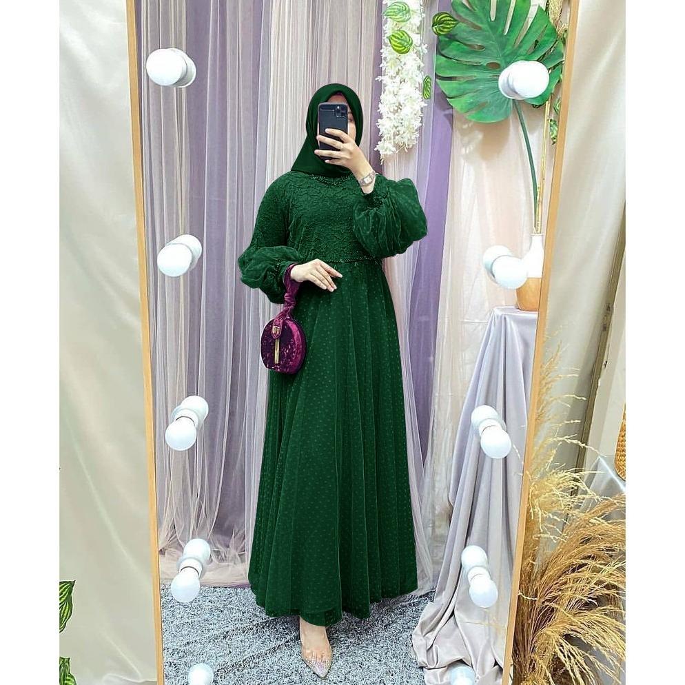 Terbaru GAMIS BRUKAT PESTA TILE DOT MX SALSA SIZE L XL XXL DRESS MUSLIM KONDANGAN TERBARU GAMIS LEBA