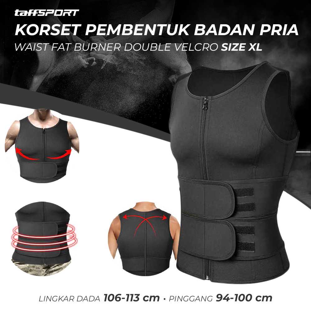 Korset Pembentuk Badan Pria Shaper Waist Trainer Fat Burner / Korset Pria / Korset Sixpack