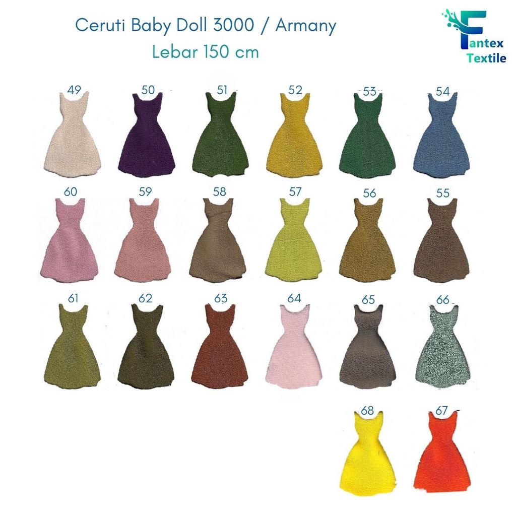 (HARGA PER 50 CM) Kain Ceruti Baby Doll 3000 Armani Premium Eceran per 50 cm 1/2 m meter