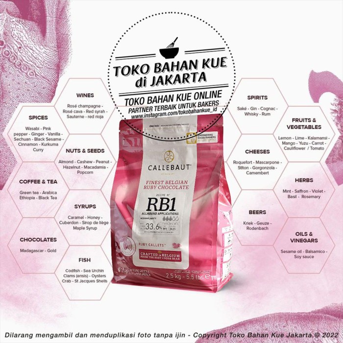 

Callebaut RUBY 2,5kg Couverture Chocolate RB1 Cokelat 47,3% Fruity