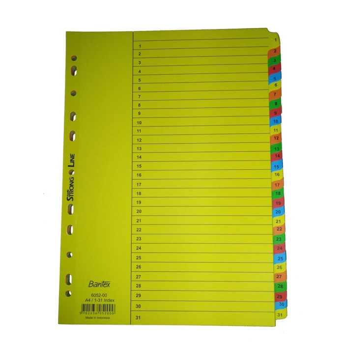 

Terlaris Bantex 6052-00 Carton Index A4 1-31 ( 1 Set - 31 Lembar )