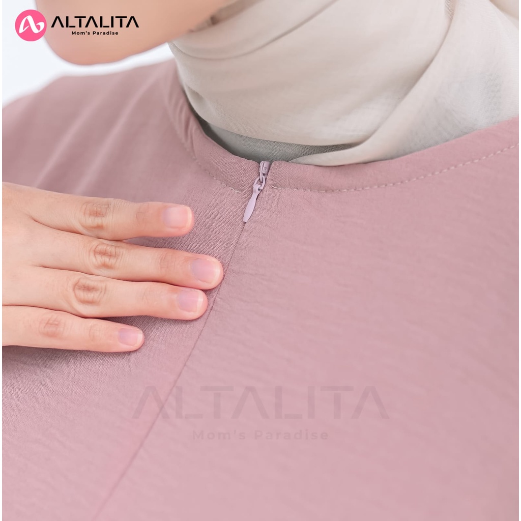 Altalita - Daster Gamis Polos Panjang Lengan 3/4 Cringcle Airflow Kekinian Semata Kaki Busui Jumbo LD 120