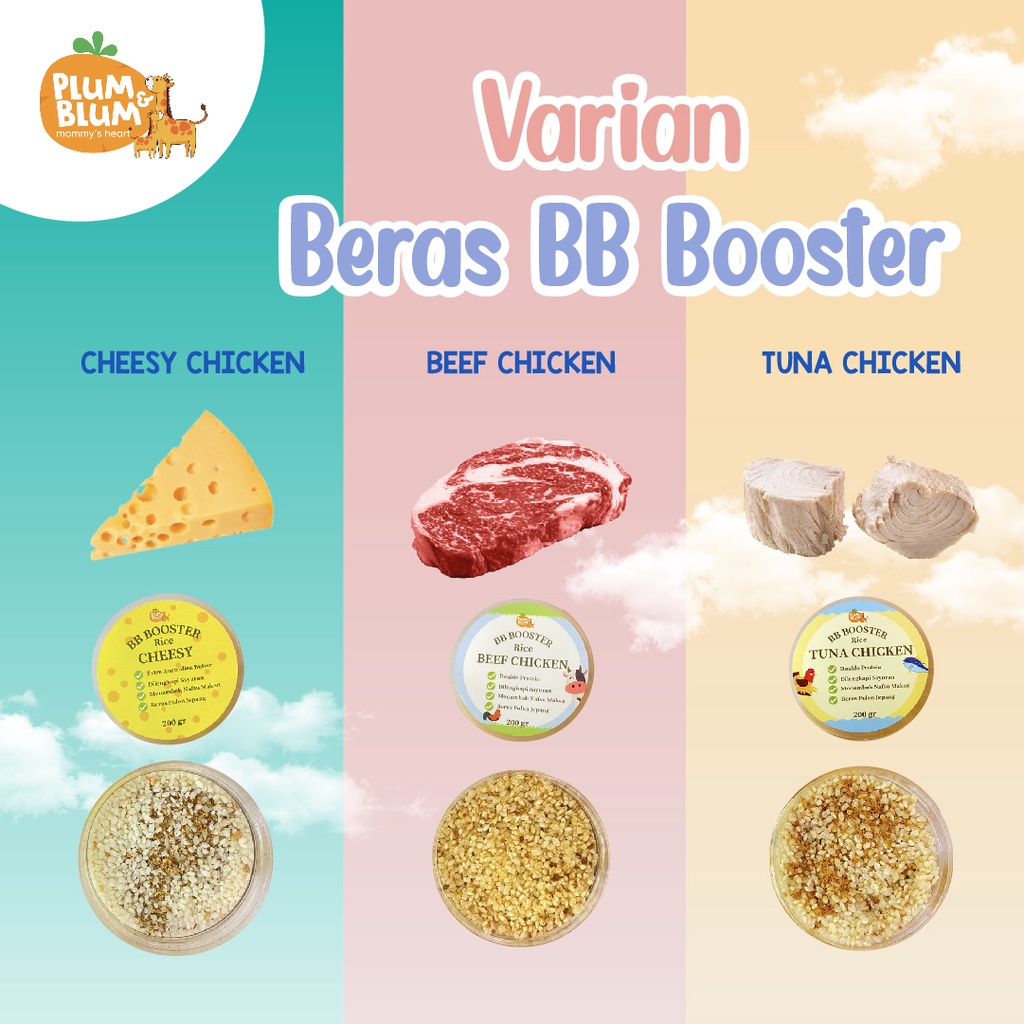 Plum &amp; Blum Rice Beras Mpasi BB Booster 6 Bulan Beef Chicken Tuna Cheese - 200 gram