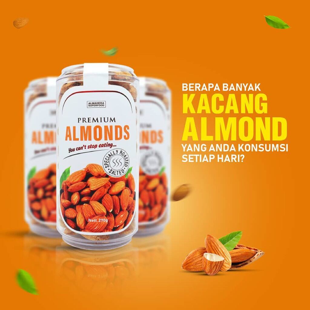 

Kacang Almond Panggang kemasan 300gr Roasted Almond Premium