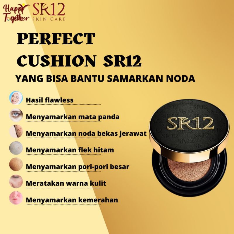 PERFECT CUSHION SR12 CUSHION SR12 WATERPROOF TAHAN LAMA BEDAK CAIR PEMJTUP NODA HITAM FLEK FULL COVE