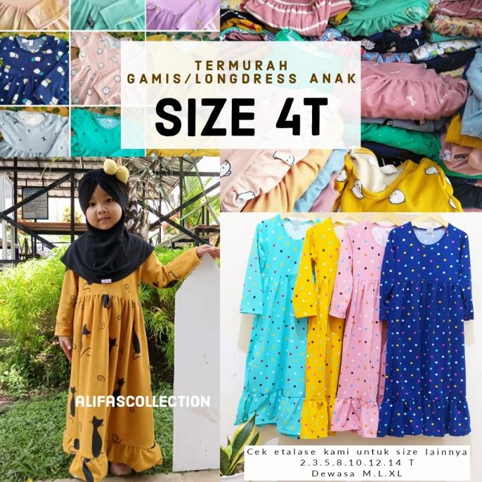 gamis anak, gamis kaos anak 4T, longdress anak, baju muslim anak