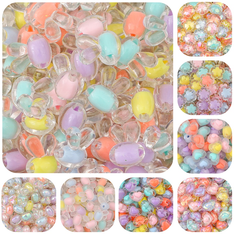 10/20pcs Bunga Hati Kelinci Plastik Akrilik Transparan Pesona Manik-Manik Untuk Kalung Gantungan Kunci Liontin DIY Membuat Perhiasan Perlengkapan