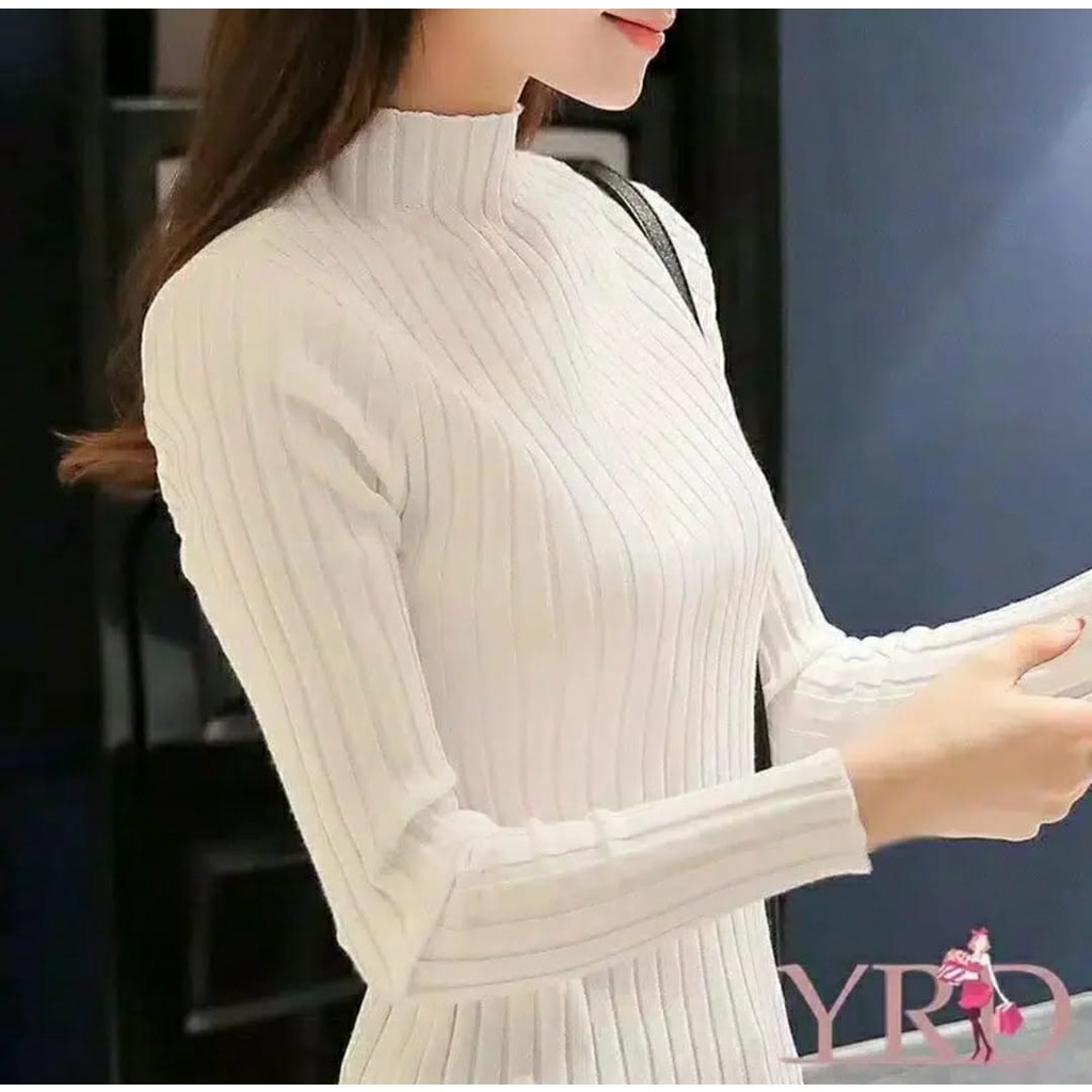 Sweater Rajut Turtleneck Knit Wanita /Baju Dalaman Rajut / Manset Inner Rajut