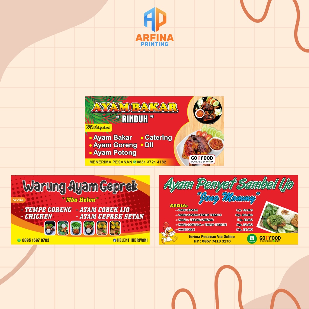 Spanduk Banner Ayam Bakar / Ayam Geprek /Ayam Goreng
