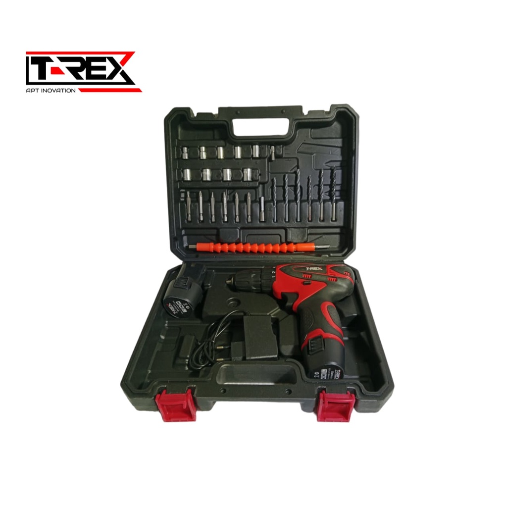 TREX Mesin Bor Cordless Bor Baterai Charger Cas Besi Kayu - Drill 2 Baterai