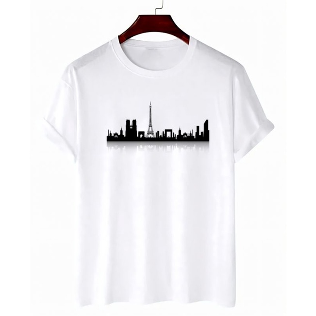 Kaos Pria Paris Baju Oblong Pria Lengan Pendek Pakaian Atasan Lelaki Dewasa Tshirt Distro Cod