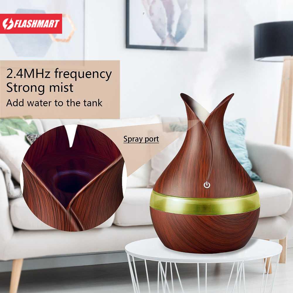 Flashmart Air Humidifier Aromatherapy Oil Diffuser Wood 300ml - YX-188