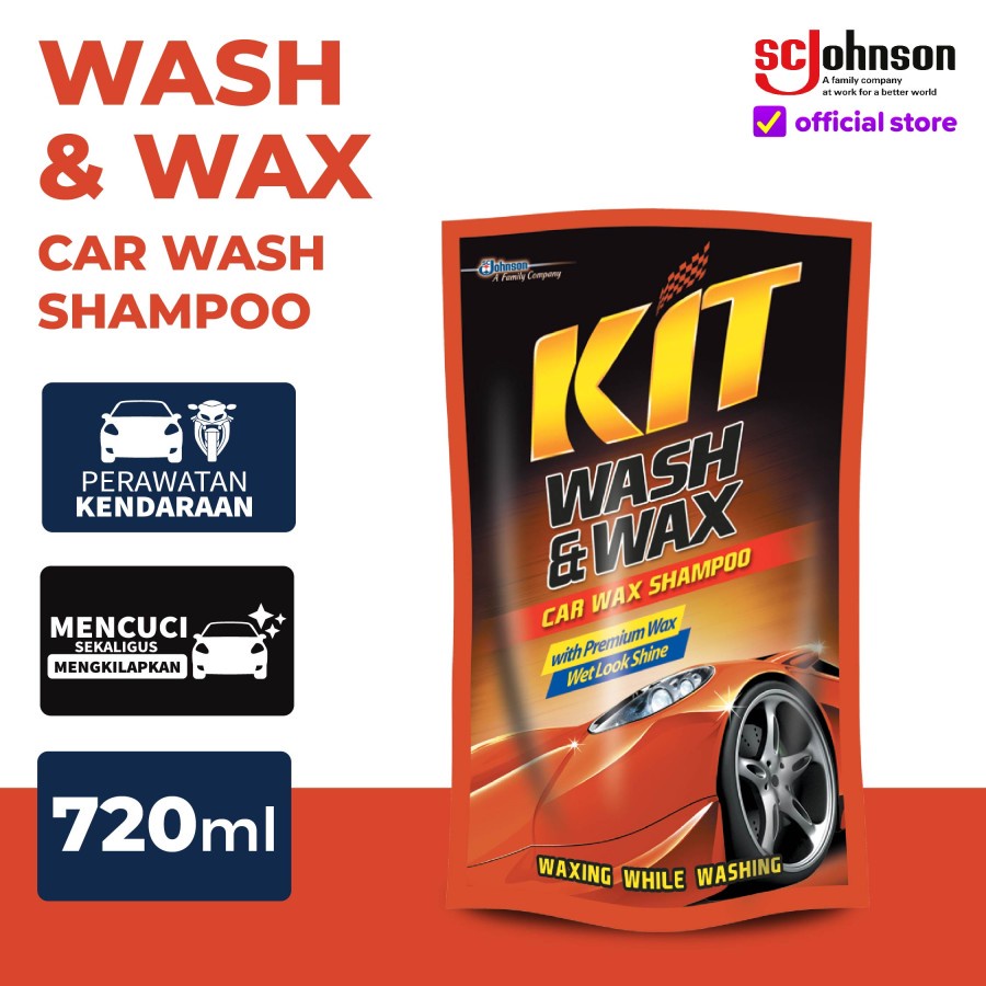 KIT Wash &amp; Wax Pouch shampoo sampo Pelindung Cat Mobil 720ML