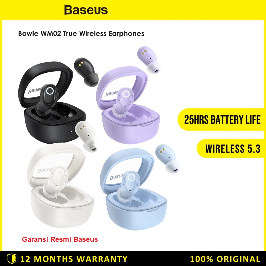 RESMI Baseus WM02 True Wireless Bluetooth Earphone Mini Earbuds TWS