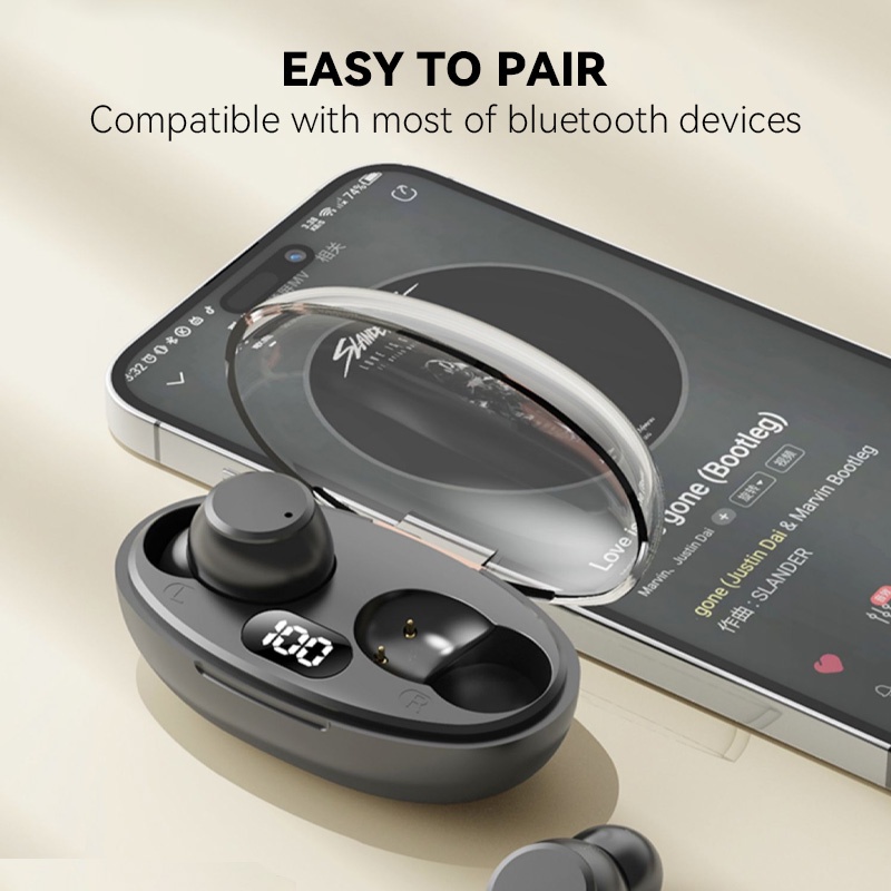 GOONE TWS 4D HiFi stereo Earphone Sport Wireless Bluetooth Headset Layar LED Kualitas Suara Noise Reduction Desain Ergonomis
